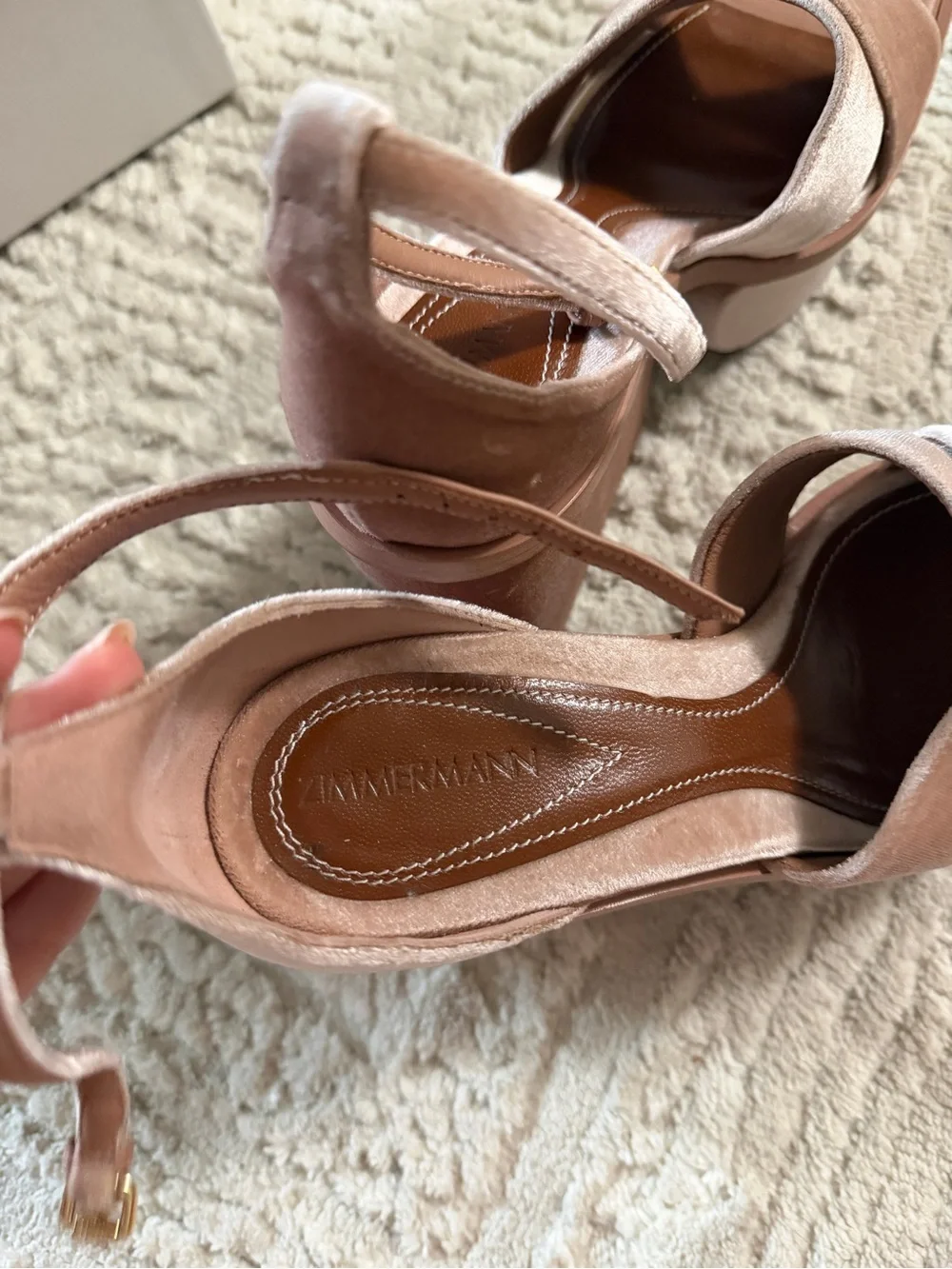 Zimmermann Blush Velvet Platform Wedge Sandals